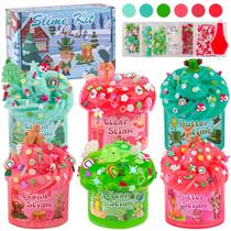 Kit Slime LAWOHO, 6 pacotes em vermelho e verde com brilho no escuro