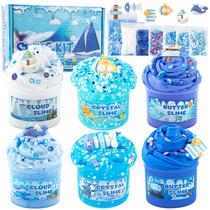 Kit Slime LAWOHO, 6 pacotes, Gradient Blue Ocean, 360 ml para crianças