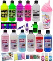 Kit Slime Mega Neon E Luz Negra Lançamento Copo Bonito - Ine Slime