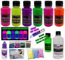 Kit Slime Neon Completo Colas Coloridas + Ativador + Desativa Slime + Luz Negra - Ine Slime