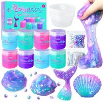 Kit Slime NPNE Mermaid DIY com cubos de gelatina de espuma brilhante de 8 a 12 anos