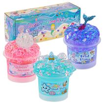 Kit Slime Okaybee Ocean 3 x 100 mL: pérola de sereia, rosa e azul