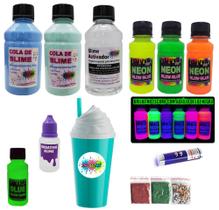 Kit Slime Para Menino, Cola Azul Cola Verde e Colas Neon - Ine Slime