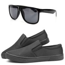Kit Slip On Casual Yoyo Store Sola Reta Macia Com Um Óculos de Sol Básico Kit Slip On Casual Yoyo Store Sola Reta Macia Com Um Óculos de Sol Básico