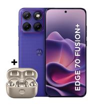 Kit Smartphone Motorola Edge 70 Fusion Plus 5G 256GB e Fone Bluetooth Moto Buds Loop Champagne Swarovski