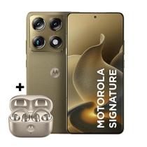 Kit Smartphone Motorola Signature 5G 512GB e Fone Bluetooth Moto Buds Loop Champagne Swarovski
