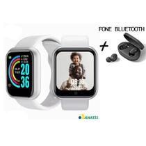 Kit SmartWatch Relogio D20 Pro Adulto e Criança + Fone Sem Fio Bluetooth Dots V5.0 - Smart Bracelet