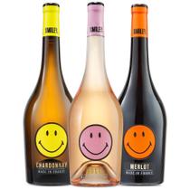 Kit Smiley Vinhos da França Tinto Rosé Branco 750ml Presente Completo