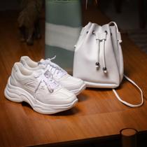 Kit Sneaker Tênis feminino Chunky sola alta com bolsa saco transversal
