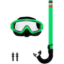 Kit Snorkel Caribe Máscara Vedação Ocular Ajustável Iniciante Lentes Cristalinas Bel