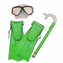 Kit Snorkel Com Máscara E Nadadeiras Infantil Verde - Belfix