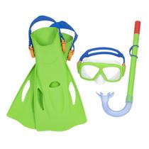 Kit Snorkel, Máscara, Pés de Pato Freestyle Verde Bestway 25019