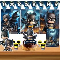 Kit só um bolinho decoração Batman Cute Aniversário festa em casa banner, topo bolo - 35 Peças Kit só um bolinho decoração Batman Cute Aniversário festa em casa banner, topo bolo - 35 Peças