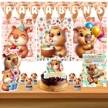 Kit só um bolinho decoração Capivara Cute Aniversário festa em casa banner, topo bolo - 35 Peças Kit só um bolinho decoração Capivara Cute Aniversário festa em casa banner, topo bolo - 35 Peças