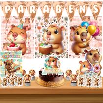 Kit só um bolinho decoração Capivara Cute Aniversário festa em casa banner, topo bolo - 50 Peças Kit só um bolinho decoração Capivara Cute Aniversário festa em casa banner, topo bolo - 50 Peças