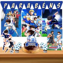Kit só um bolinho decoração Captain Tsubasa Aniversário festa em casa, topo bolo - 35 Peças