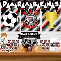 Kit só um bolinho decoração Corinthians Aniversário festa em casa banner, topo bolo