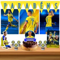 Kit só um bolinho decoração Cr7 All Nassr Aniversário festa em casa banner, topo bolo - 35 Peças Kit só um bolinho decoração Cr7 All Nassr Aniversário festa em casa banner, topo bolo - 35 Peças