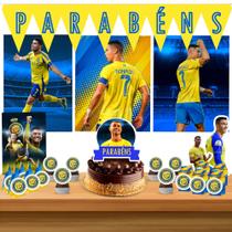 Kit só um bolinho decoração Cr7 All Nassr Aniversário festa em casa banner, topo bolo - 50 Peças