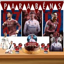 Kit só um bolinho decoração Cr7 Jogador Aniversário festa em casa banner, topo bolo - 35 Peças Kit só um bolinho decoração Cr7 Jogador Aniversário festa em casa banner, topo bolo - 35 Peças