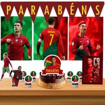 Kit só um bolinho decoração Cr7 Portugual Aniversário festa em casa banner, topo bolo - 35 Peças Kit só um bolinho decoração Cr7 Portugual Aniversário festa em casa banner, topo bolo - 35 Peças