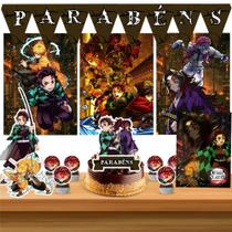 Kit só um bolinho decoração Demon Slayer Filme Aniversário festa em casa, topo bolo - 35 Peças Kit só um bolinho decoração Demon Slayer Filme Aniversário festa em casa, topo bolo - 35 Peças