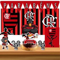 Kit só um bolinho decoração Flamengo Aniversário festa em casa, topo bolo - 35 Peças