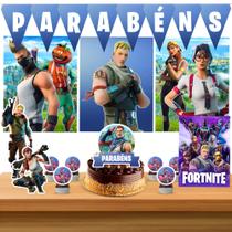 Kit só um bolinho decoração Fortnite Aniversário festa em casa banner, topo bolo - 35 Peças Kit só um bolinho decoração Fortnite Aniversário festa em casa banner, topo bolo - 35 Peças