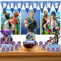 Kit só um bolinho decoração Fortnite Aniversário festa em casa banner, topo bolo - 50 Peças Kit só um bolinho decoração Fortnite Aniversário festa em casa banner, topo bolo - 50 Peças