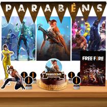Kit só um bolinho decoração Free Fire Aniversário festa em casa banner, topo bolo - 35 Peças