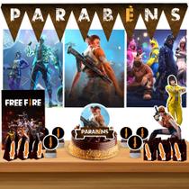 Kit só um bolinho decoração Free Fire Aniversário festa em casa banner, topo bolo - 50 Peças