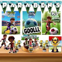 Kit só um bolinho decoração Futebol Aniversário festa em casa banner, topo bolo