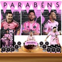 Kit só um bolinho decoração Messi Intermiami Aniversário festa em casa banner, topo bolo - 50 Peças