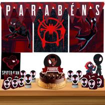 Kit só um bolinho decoração Miles Morales Aniversário festa em casa banner, topo bolo - 50 Peças Kit só um bolinho decoração Miles Morales Aniversário festa em casa banner, topo bolo - 50 Peças