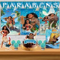 Kit só um bolinho decoração Moana Aniversário festa em casa, topo bolo - 35 Peças