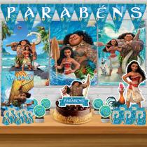 Kit só um bolinho decoração Moana Aniversário festa em casa, topo bolo - 50 Peças