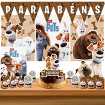 Kit só um bolinho decoração Pets Vida Secreta Bichos Aniversário festa em casa, topo bolo - 50 Peças