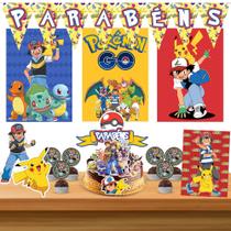 Kit só um bolinho decoração Pokemon Aniversário festa em casa banner, topo bolo Kit só um bolinho decoração Pokemon Aniversário festa em casa banner, topo bolo