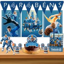 Kit só um bolinho decoração Quarteto Fantástico Aniversário festa em casa banner, topo bolo - 35Pçs Kit só um bolinho decoração Quarteto Fantástico Aniversário festa em casa banner, topo bolo - 35Pçs