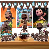 Kit só um bolinho decoração Sackboy Aniversário festa em casa banner, topo bolo - 50 Peças