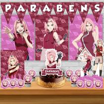 Kit só um bolinho decoração Sakura Naruto Aniversário festa em casa, topo bolo - 50 Peças