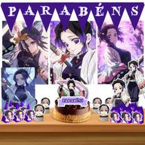 Kit só um bolinho decoração Shinobu Demon Slayer Aniversário festa em casa, topo bolo - 50 Peças