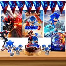 Kit só um bolinho decoração Sonic 3 Aniversário festa em casa banner, topo bolo - 35 Peças Kit só um bolinho decoração Sonic 3 Aniversário festa em casa banner, topo bolo - 35 Peças