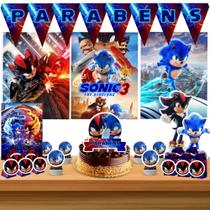 Kit só um bolinho decoração Sonic 3 Aniversário festa em casa banner, topo bolo - 50 Peças Kit só um bolinho decoração Sonic 3 Aniversário festa em casa banner, topo bolo - 50 Peças