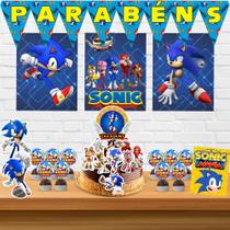 Kit só um bolinho decoração Sonic Aniversário festa em casa banner, topo bolo