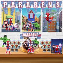 Kit só um bolinho decoração Spidey e seu Amigos Aniversário festa em casa banner, topo bolo