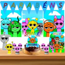 Kit só um bolinho decoração Sprunki Game Aniversário festa em casa banner, topo bolo - 35 Peças Kit só um bolinho decoração Sprunki Game Aniversário festa em casa banner, topo bolo - 35 Peças