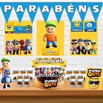 Kit só um bolinho decoração Stumble Guys Aniversário festa em casa banner, topo bolo