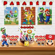 Kit só um bolinho decoração Super Mario Aniversário festa em casa banner, topo bolo Kit só um bolinho decoração Super Mario Aniversário festa em casa banner, topo bolo
