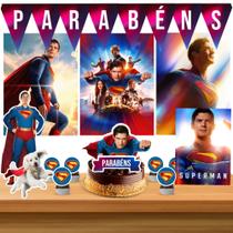 Kit só um bolinho decoração Superman Filme Aniversário festa em casa, topo bolo - 35 Peças